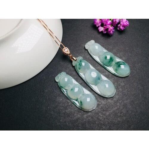 Natural Burmese Jade A Goods Green Bean Pendant Ice Flower Floating Jade Fudou Jade Pendant Jewelry ep13