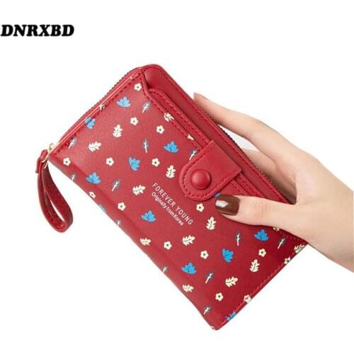 New Womens Wallets fashion Flower Medium style Wallet Woman Zipper Coin Purse Small Wallet Female Leather Card Holder carteras