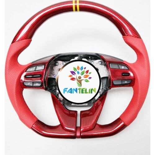 OEM Cuatomized Trim Real Carbon Fiber Sports Steering Wheel Alcantara Leather compatible for Hyundai LAFESTA 2019