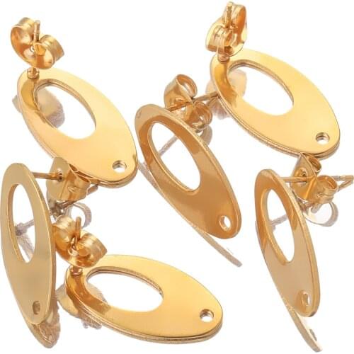 10pcs/lot Stainless Steel Gold Fashion Oval Base Earrings Pendant Connector for DIY Earring Jewelry Making Supplies Accessories