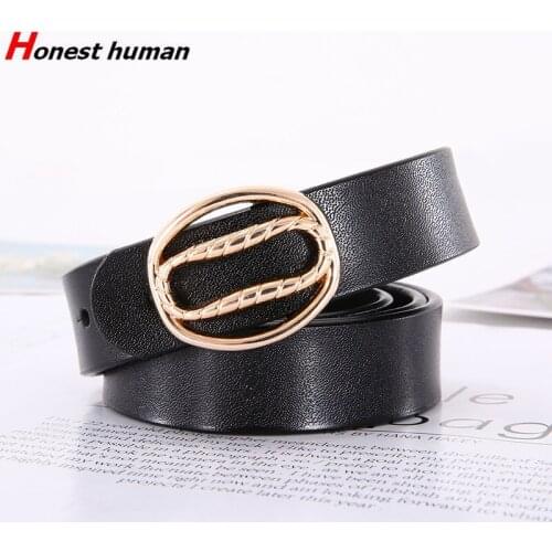 2020 New Luxury Women Genuine Leather Belt High Quality Cowskin Gold Round Buckle Belts For Female Fashion Wild Girdle For Jeans