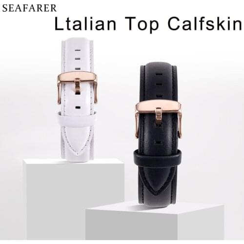 Fashion Leather Watch Band White With Rose Gold Clasp Watchband 16mm 17mm 18mm 20mm For DW Daniel Wellington Watch Strap