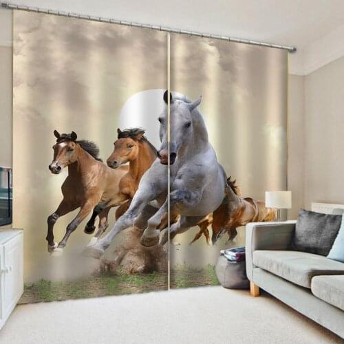 Luxury Blackout 3D Window Curtain For Living Room 3D Window Curtain horse print Luxury Blackout For Living Room