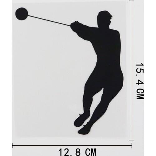 12.8CMX15.4CM Fascinating Hammer Throw Athletics Decal Vinyl Car Sticker Black/Silver 8A-0179