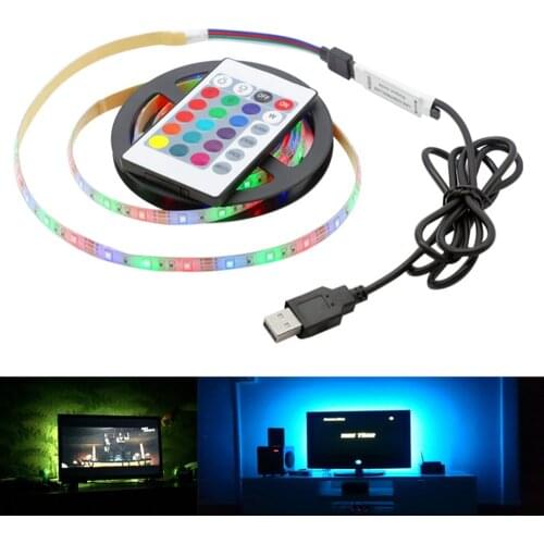 USB LED TV Strip Lamp Waterproof RGB 24Key Flexible Neon LED Light 2835SMD DC5V for Kicthen Cabinet Backlight Lampki LEDS Tape