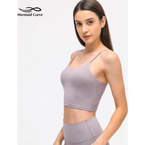 Thin Shoulder Strap Beautiful Back Yoga Vest Women Crop Top Elastic Quick-Drying Comfor Running Training Vest With Chest Pad