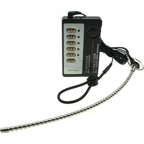 Stainless Steel Long Urethral Sound Penis Plug Cock Ring Electro Shock Stimulation BDSM Kit Electric Stimulator Sex Toys For Men