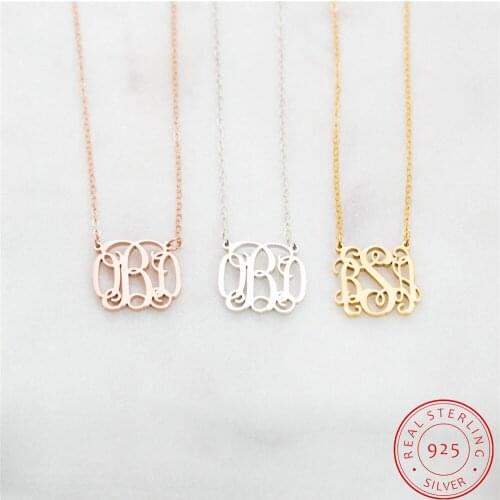 VishowCo Custom Monogram Necklace Personalized 925 Silver Gold Choker Your Initials Pendant Nameplate For Women Jewelry Gift