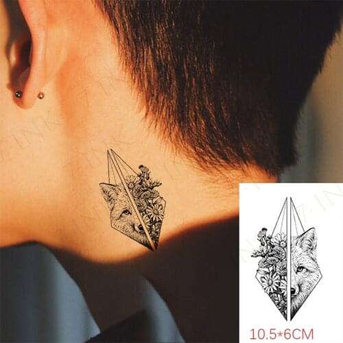 Waterproof Temporary Tattoo Stickers Womens Diamond Half-faced Wolf Flower Daisy Body Art Arm Fake Tatto Flash Tatoo For Men
