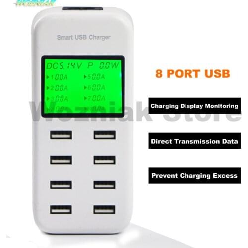 Wozniak portable Travel intelligent charger Compatible with all USB charging 2A 8port LCD real time monitoring Safeguard tools