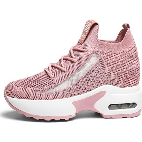 Basket Femme 2020 High Top Women Sport Tennis Shoes Increased Platform Hollow Air Cushion Mesh Knit Sock Sneakers Tenis Feminino