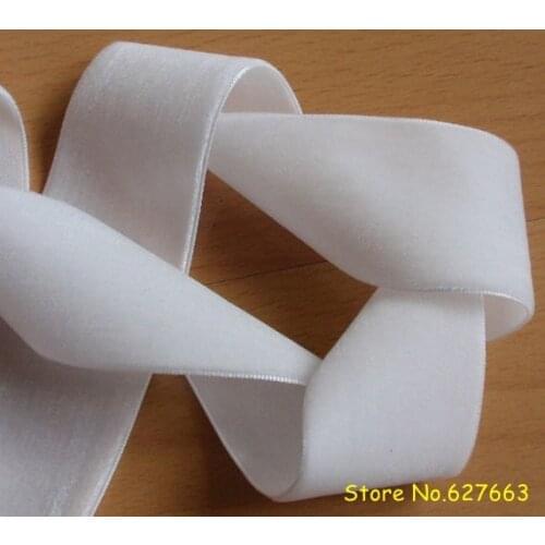 1-1/2" 38mm solid color Off White velvet ribbon for garment accessories 25 yards/lot