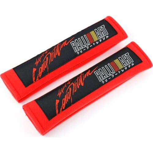 1Pair RALLIART Red/Black Cotton Auto Seat Belt Cover Shoulder Strap Pads for Mitsubishi JDM Racing Car Seat Belt