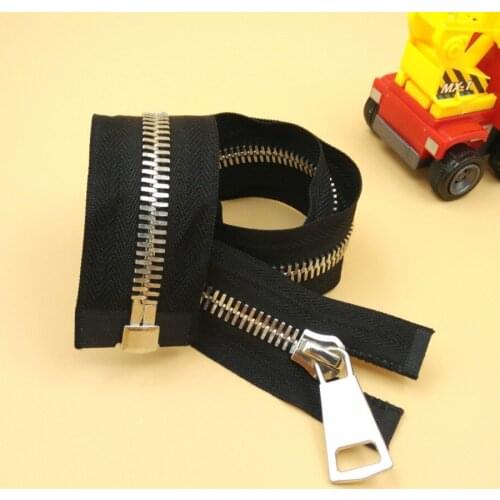 10# metal zipper for sewing high quality for coat down jacket zipper repair 70cm 80cm 100cm 1piece black fabric silver tooth