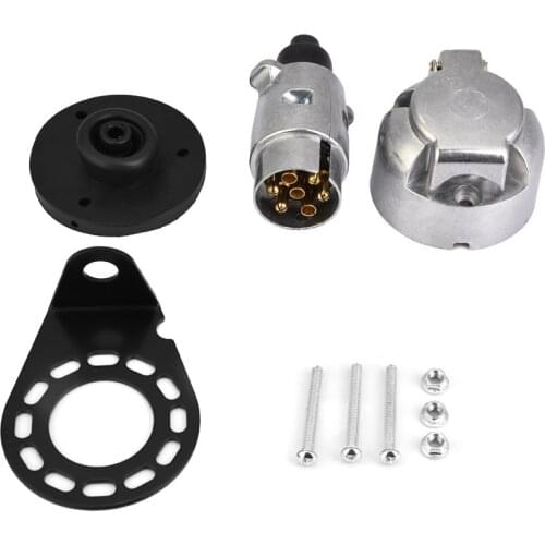 12V 7Pin Trailer Plug Socket Connector Adapter Bracket For Trailer Caravan Towing Towbar