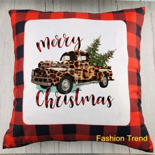 30pcs/lot Personalized 2021 Christmas Customized Checkered Cushion Cover Blank Monogram Pillow Cover