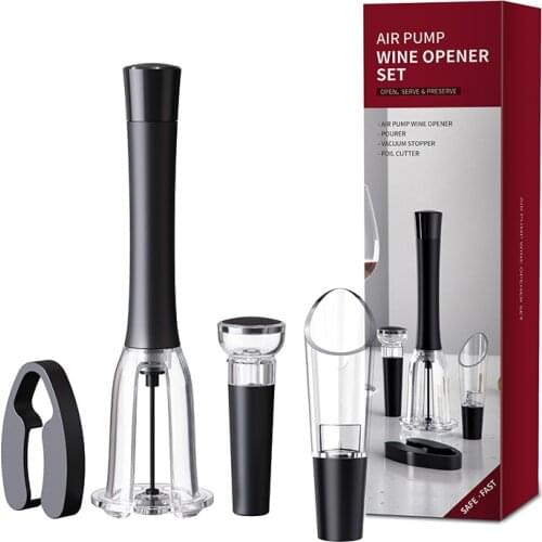 4 Pieces Set Air Pump Wine Bottle Opener Stainless Steel Pin Type Bottle Pumps abridor de vinho Bar Opening Tools Accessories