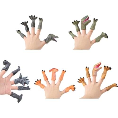 5 Pcs/Set Dinosaur Animal Finger Puppet Children Early Education Puzzle Parent-child Interactive Performance Props