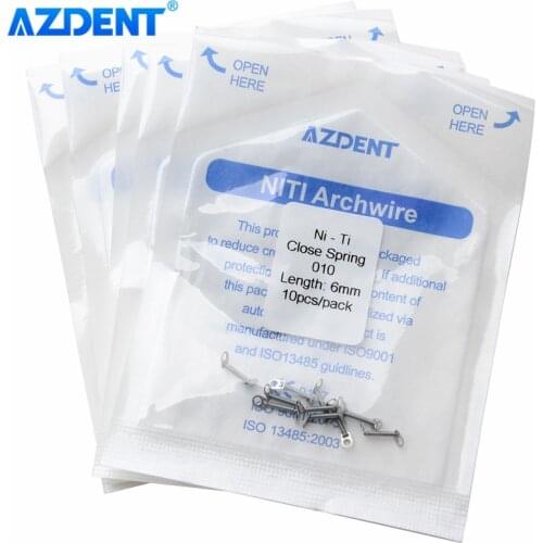 5 Packs AZDENT Dental Orthodontic Close Spring Coil Niti Anterior Teeth Tooth Torque with Big Pull Ring 0.010/0.012 10pcs/Pack