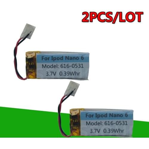 2PCS/LOT 616-0531 0.39Whr Battery For Apple iPod Nano 6 6th Gen 8GB 16GB mp3 mp4 Batterie Nano6 Nano6th Accumulator AKKU
