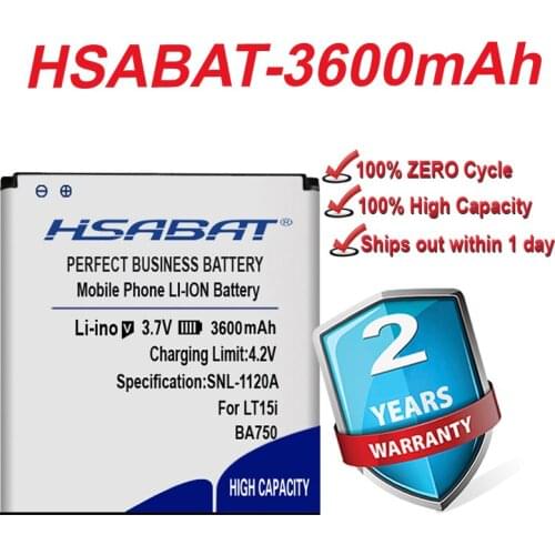 HSABAT 3600mAh BA750 Battery for Sony Ericsson xperia Arc S LT15i LT18i X12