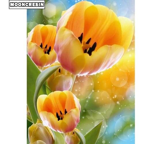 Diy 5D Diamond Mosaic Painting By Number Flower Diamond Embroidery Cross Stitch Yellow Tulip Diamond Painting Full Square Decor