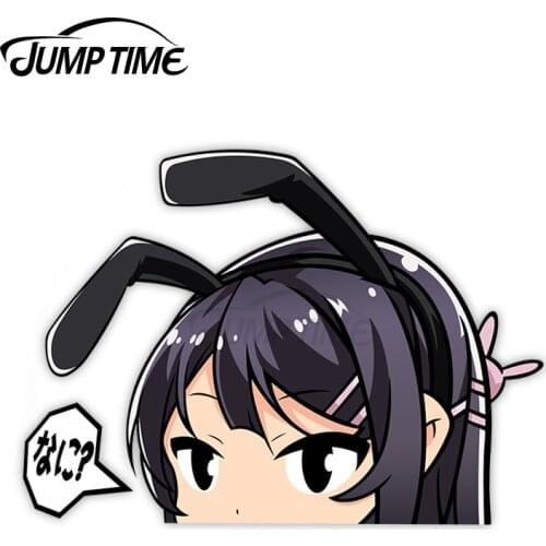 JumpTime 13 x 7.8cm Mai-Sakurajima Peeker Car Stickers Anime Personality VAN Scratch-proof Window Trunk Creative Vehicle Decor