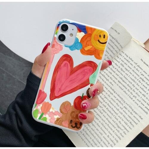 Phone Case For Samsung Galaxy A21S A51 A50 A70 A71 A12 A40 A10 S20 FE S21 Ultra 5G S10 S9 Plus Graffiti Love heart Back Cover