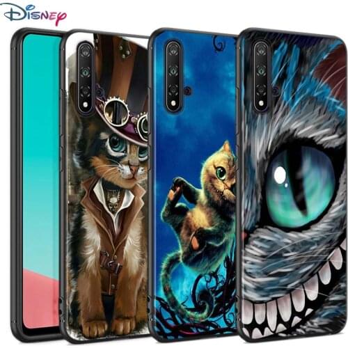 Black Soft Cover Alice in Wonderland Cat For Huawei Nova 8 7 6 SE 5T 7i 5i 5Z 5 4 4E 3 3i 3E 2i Pro Phone Case