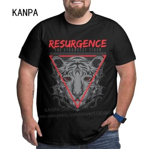 Kanpa 2020 Cotton Tiger T Shirts for Big Men Pattern Men Clothing Workout Tops Oversized Tiger T-shirt Animal Plus Size Black