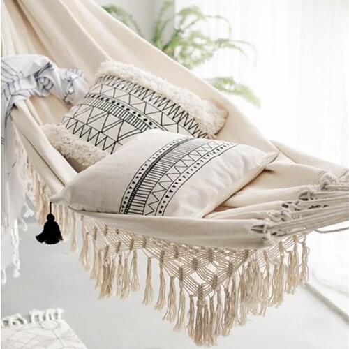 Ins Home Decoration Hammock Boho Large Brazilian Macrame Fringe Double Deluxe Hammock Outdoor Indoor Hanging Swing Net Chair New