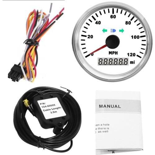 85mm GPS Speedometer Gauge With Left Right Turn Lamp High Beam Lamp 0~120 MPH Digital Speedometer For Car Boat Vehicle 12V~24V