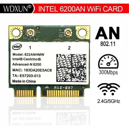 Intel Centrino Advanced-N 6200 622ANHMW 6200AGN half Mini PCI-E 300Mbps dual band 2.4G/5GHZ WIFI Wireless card