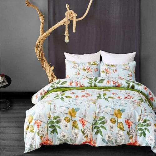 Bright Flower Printing Bedding Sets Pastoral Style Duvet Cover Set Queeen Size 2/3 pcs Soft Comfortable Bed Covers BedLinen