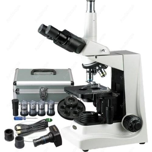 Contrast Trinocular Microscope--AmScope Supplies 40X-1600X Turret Phase Contrast Trinocular Microscope w 5MP Camera