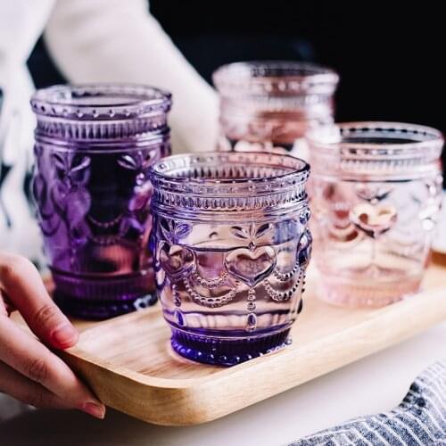 Heart Creative Retro Glass Cup Nordic High Capacity Transparent Water Cup Personality Tazas Para Cafe Household Products MM60BLB