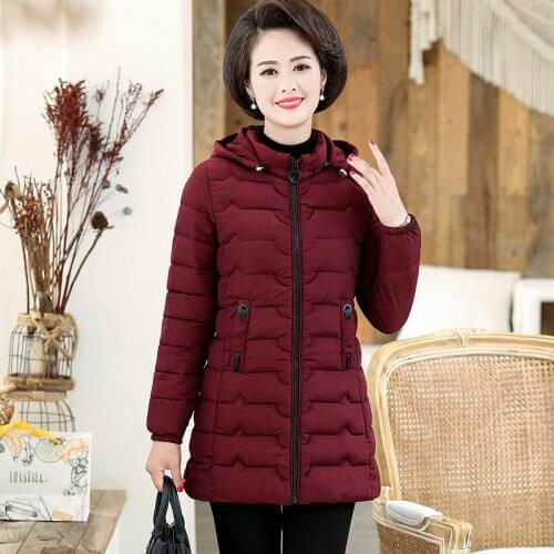 Womens winter jacket high-end new mother long down jacket cotton jacket small cotton jacket middle-aged womens cotton coat