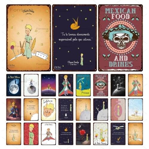 Le Petit Prince Plaque Vintage Metal Poster Coffee Bar House Kids Room Healing Wall Decor Modern Cartoon Tin Sign Iron Plate
