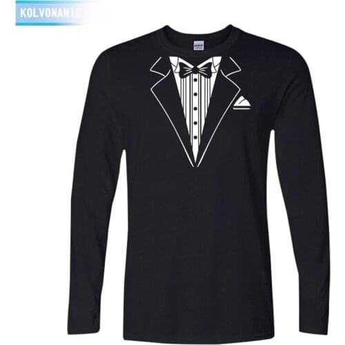 KOLVONANIG 2019 Fall Fashion New Street T Shirts Fake Suit Tie Funny Print Mens T-Shirt O-Neck Casual Mens Clothing Tee shirts