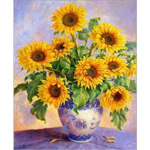 Needlework Crafts Full Embroidery DIY DMC High Quality - 14 ct Counted Cross Stitch Kits Oil painting - Sunflowers in Vase