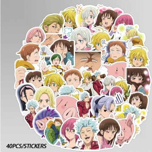 40PCS/lot Japan Anime Seven Deadly Sins Stickers Waterproof For DIY Guitar Laptop PS4 Skateboard Kids Toys Sticker