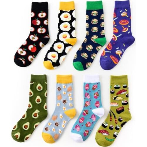 New Women Cotton Socks Food Sweet Avocado Fashion Fun Color Hip-Hop Lovers Street Spring Casual Crew