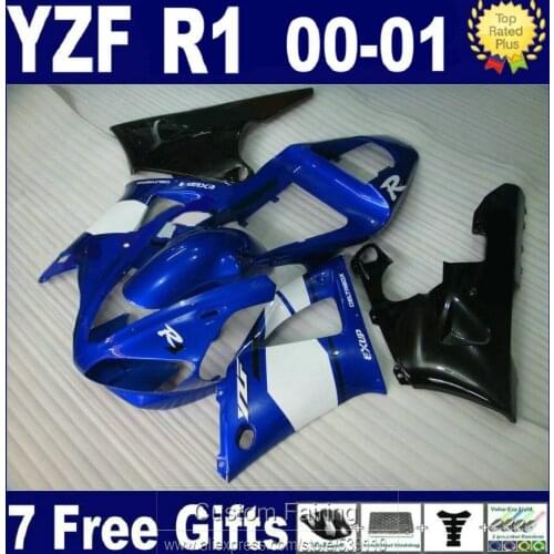 New hot fairing kit for Yamaha YZFR1 00 01 white blue motorcycel fairings set YZF R1 2000 2001 LK49
