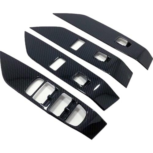 For Jaguar E-Pace 2017 2018 2019 Carbon Fiber look car armrest handrail inner door Window glass switch panel cover trim frame 4p