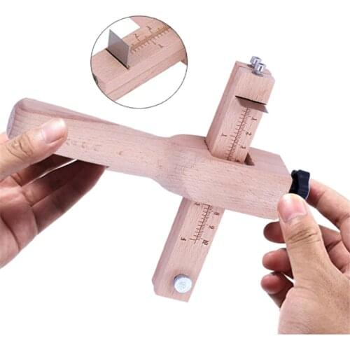 Adjustable Wooden Strip And Strap Cutter Leather Craft Cutter Strap Belt DIY Hand Cutting Tools Strip Cutter With 5 Blades
