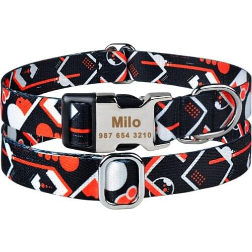 Adjustable Nylon Collar Personalized Pet Puppy ID Tag Collars Custom Free Engraved Name Dogs Collars Small Medium Large Dogs