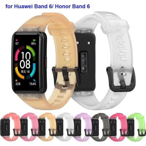 Transparent TPU Strap for Huawei Honor Band 6 Wristband Quick Release Replacement Watchband for Huawei Band 6 Smartwatch
