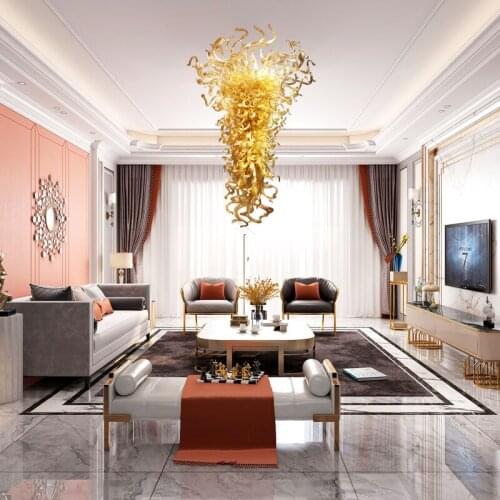 GIRBAN Free Modern Led Lustre Gold Indoor Chandelier Lighting Blown Glass Murano Ceiling Chandeliers In The Living Room bedroom