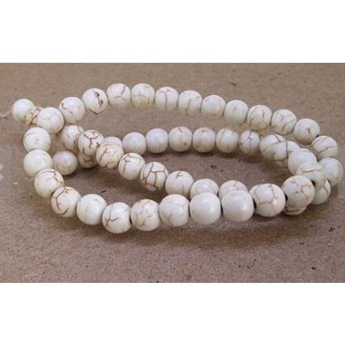 Excelent Turquoises Jewellery,One Full Strand Round White Turquoises Loose Beads,8mm About 50pieces,15inches Strand
