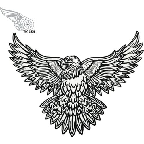 Embroidery Eagle tattoo full back size funk patch iron on motorcycle patches for jacket clothing
